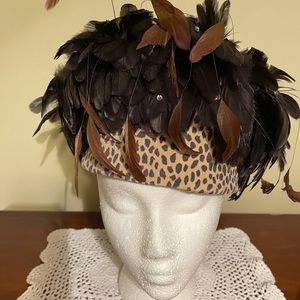 Leopard Print and Feather Hat